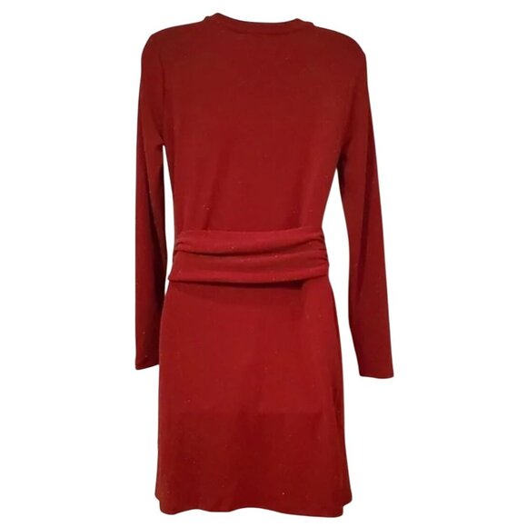 Michael Kors Red Gold Metallic Knit Stretch Dress w/Sash Tie Size XXL 2X 20 Plus - Picture 11 of 11